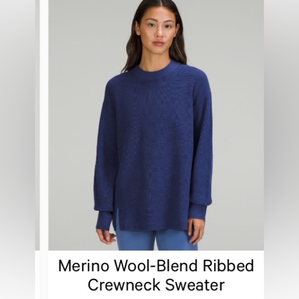 Lululemon merino-wool blend ribbed crewneck sweater, sz10